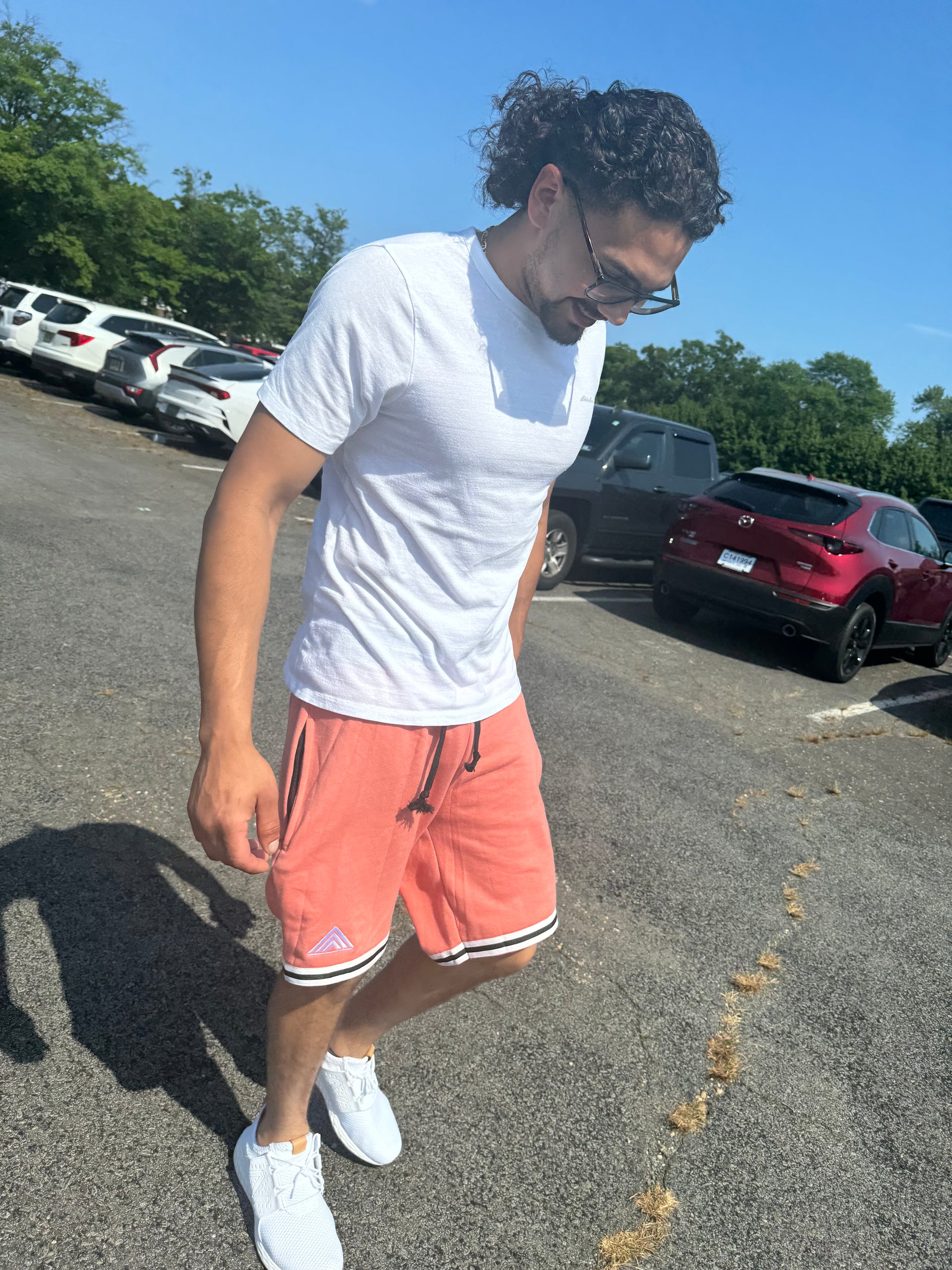Embroidered Shorts | Sunkist coral